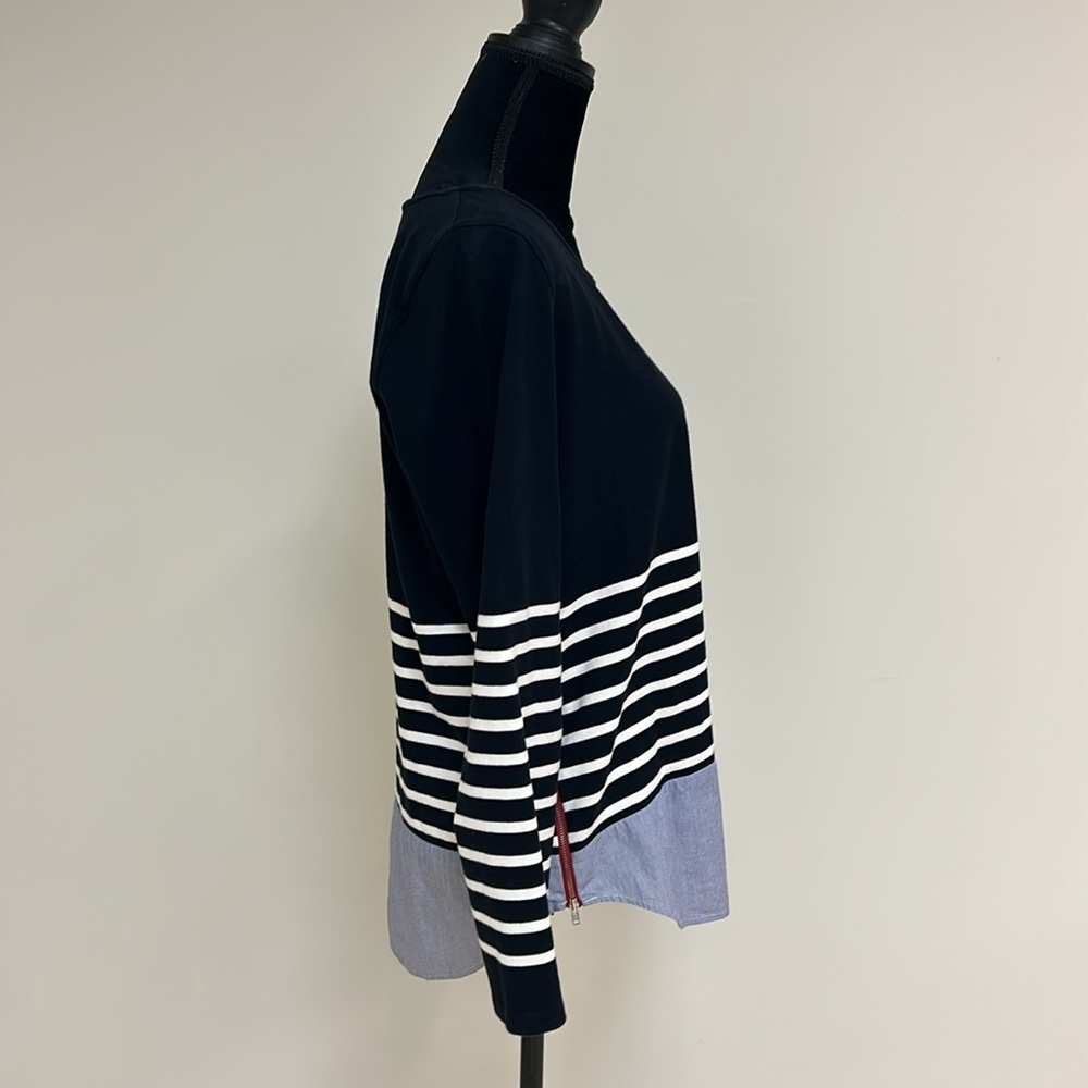 Elliott Lauren Black, White and Blue Striped Top, Size M - Picture 6 of 10